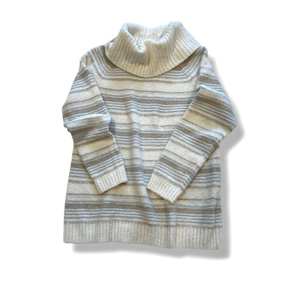 L.L.Bean Women’s Wool Blend Stripe Sweater Jumper Neutral Multistripe Size L - Picture 8 of 14